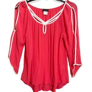VENUS Orange Open Sleeve Keyhole Asymmetrical Sleeve Top S